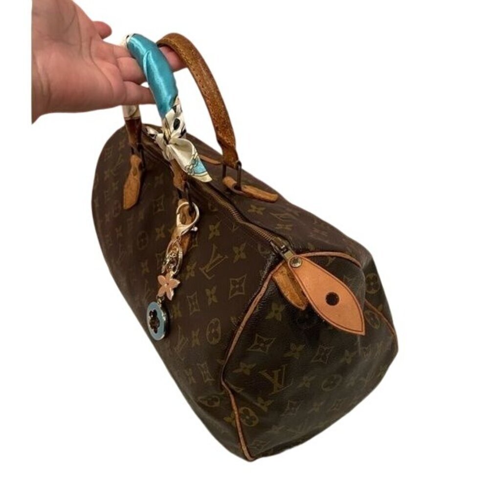 Louis Vuitton Vintage Speedy 35 Satchel Shoulder Bag Brown Monogram Chic Luxury - Picture 5 of 16